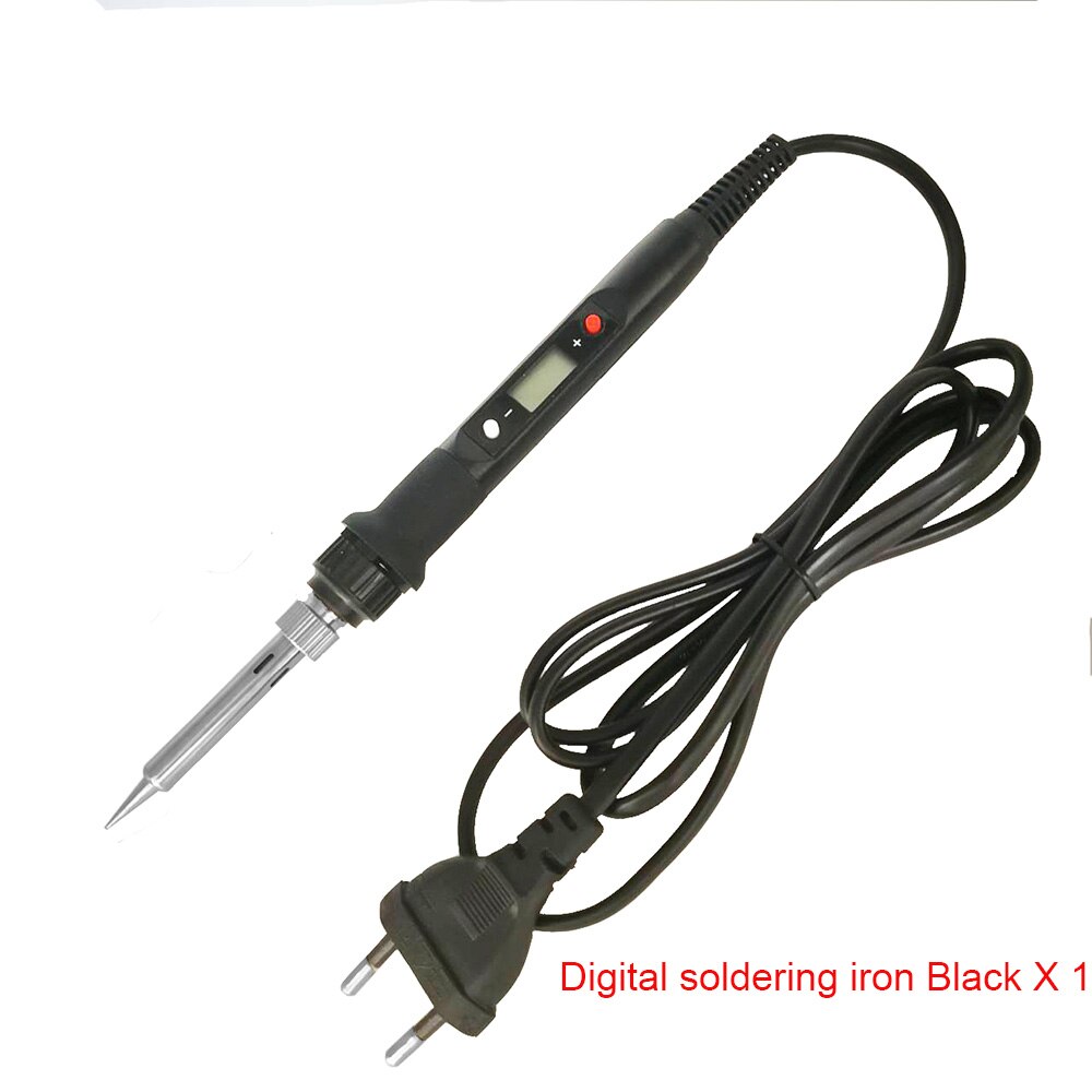 80w digitala lcd-lödkolvar 220v 110v st lödkolv 908 temperaturjusterbara med silderingsspetsar svetsverktygssats: Svart färg set 1 / Eu