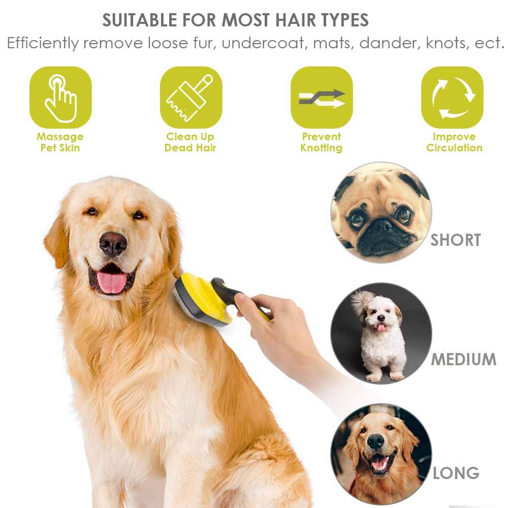 Self-Cleaning Slicker Brush Easy to Clean Dog Brush Retractable Pet Grooming Brush Premium Grooming Tool for Dog Cat