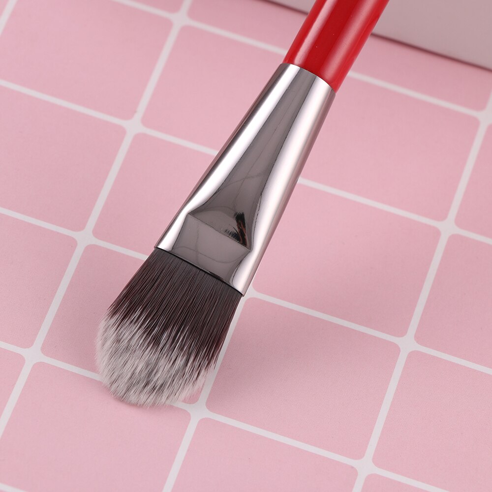 Beili rød enkelt makeup børste 1 stykke pudder concealer highlight foundation i syntetisk nano hår blusher børste make up værktøjer