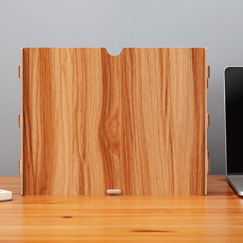 Fan-Shaped Wooden Desktop File Holder Office Desk Organizer DIY Document File Cabinet Multifunction Magazine Book Desk Shelf Sta