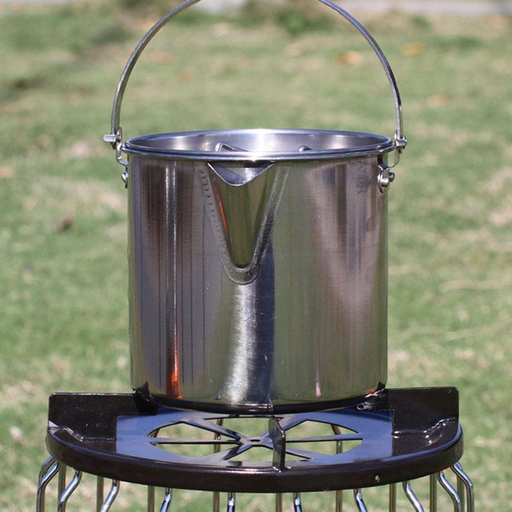 1.2l Outdoor Steel Kettle Folding Camping Hanging Pot Portable Picnic Cookware Suitable For Hiking Camping Trips O2w1