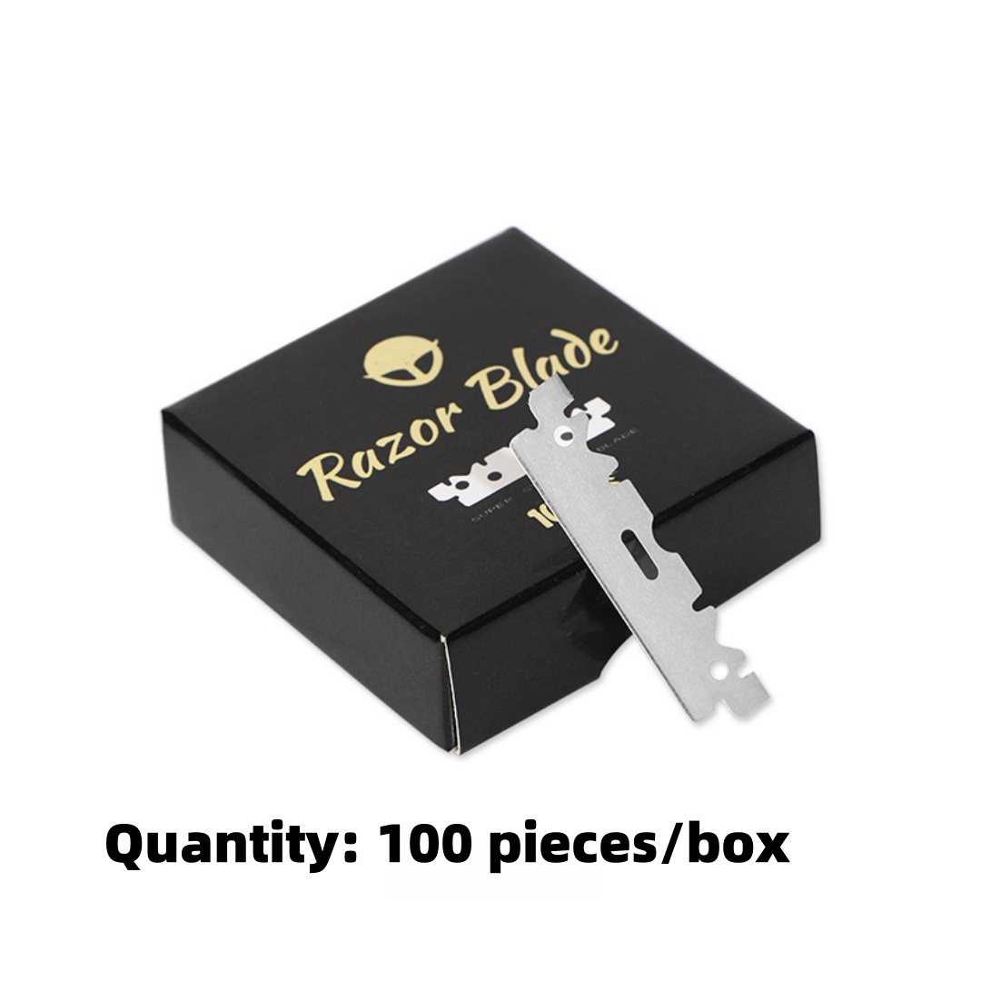 100 st rakblad rostfritt stål säkerhetsrakblad för rakning rakhyvel ersätter män rakapparat barberblad verktygstillbehör: Guld-