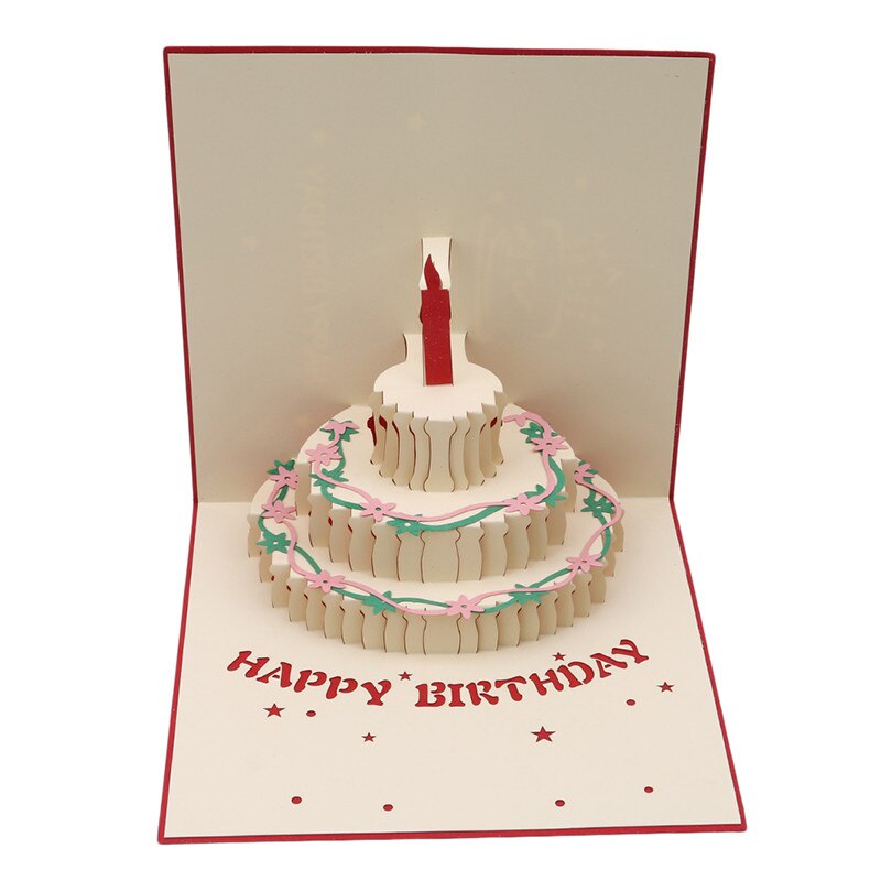 Pop Up Birthday Greeting Cards for Adult/Girls/Children Wnnideo 3D Cake Paper-cut Birthday Congratulation Card