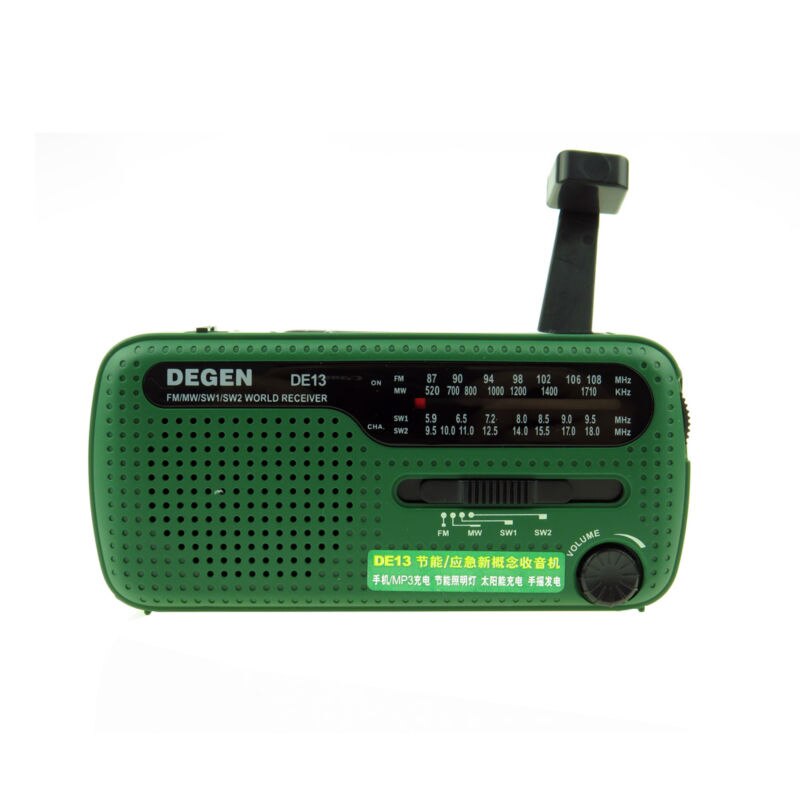 DEGEN DE13-Radio FM AM SW, Dinamo de manivela, energía Solar, Radio Retro de emergencia, receptor mundial, portátil, A0798A