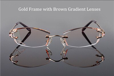 Chashma merkevare briller diamant trimmet kantløse briller titan fasjonable dame briller brillerrammer kvinner: måke