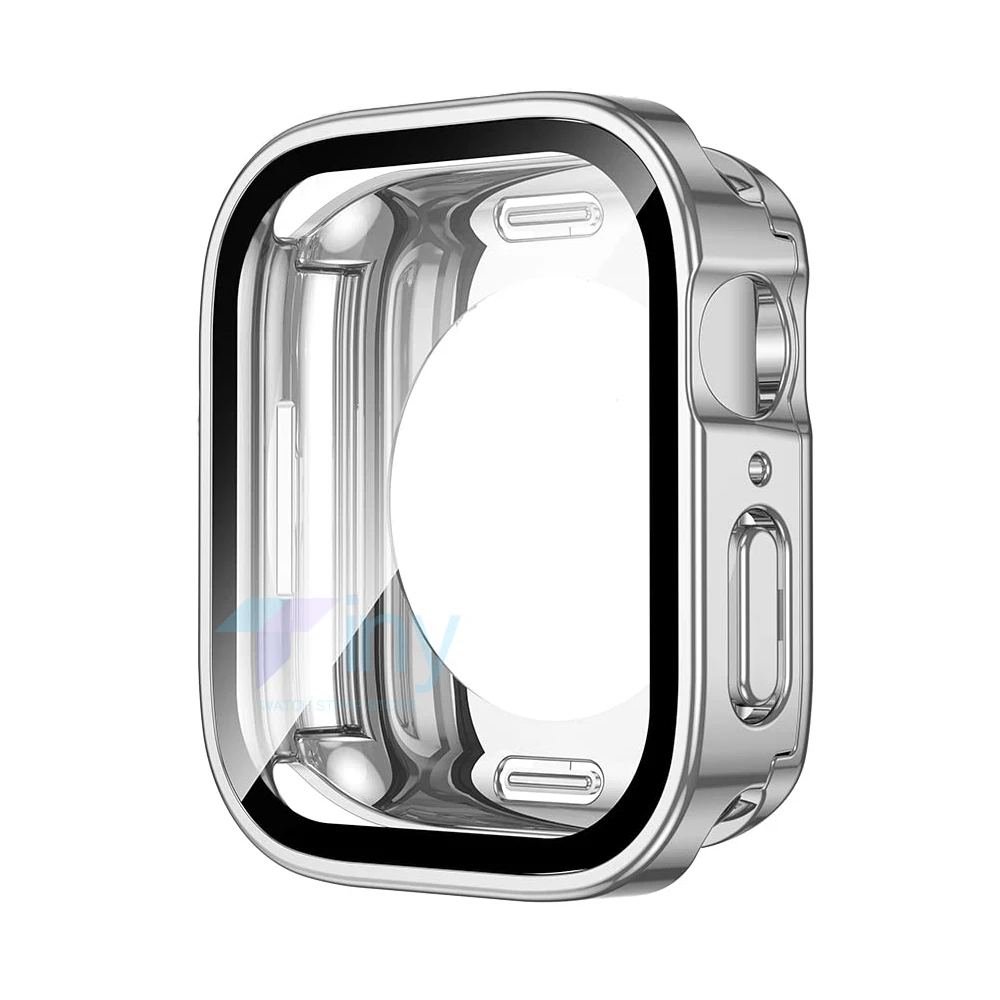 Waterproof Cover for Apple Watch Case 44mm 40mm 41mm 45mm Screen Protector Edge Bumper For IWatch Series 9 8 7 6 SE 5 4 Back 360: silver / 4 - 6.9 Inches