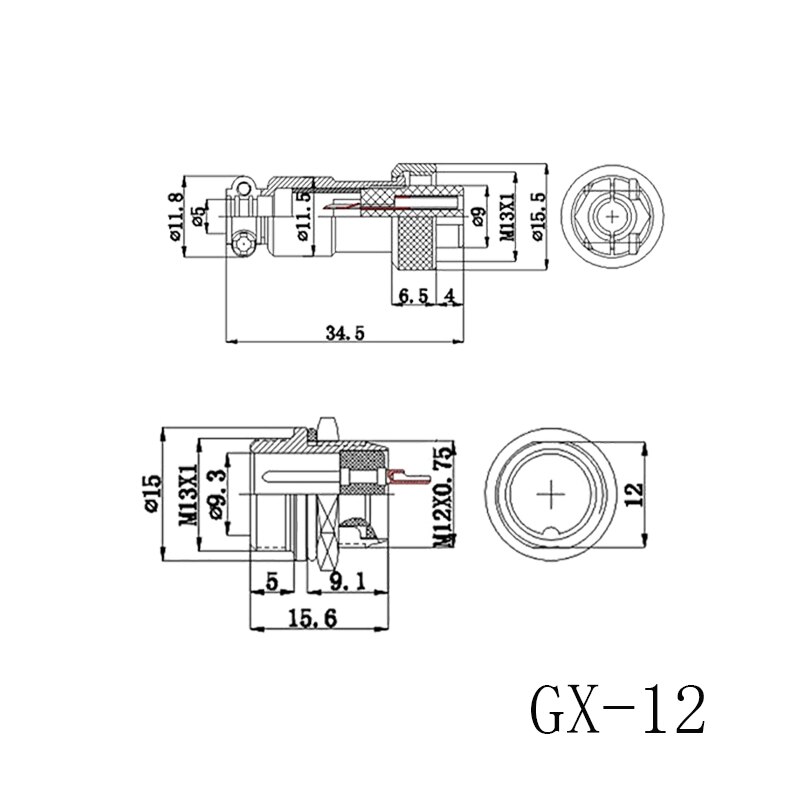 Connecteur d'aviation GX12, 2 3 4 5 6 broches, panneau de prise, connecteurs de montage en métal, adaptateur 12MM
