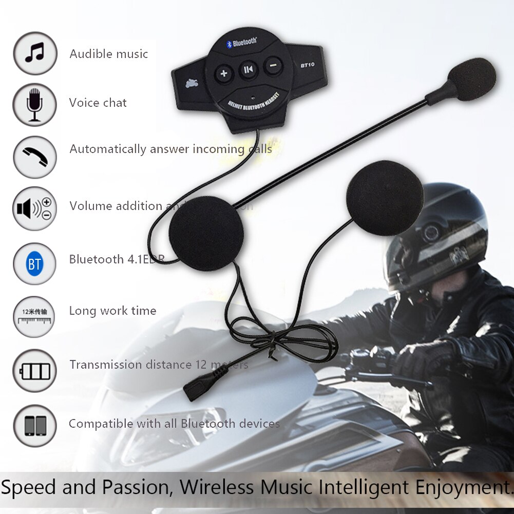 Motorcycle Helmet Headset Speakers Hands Free Bluetooth 4.1 Headset for Motorcycle Helmet Intercom Interphone