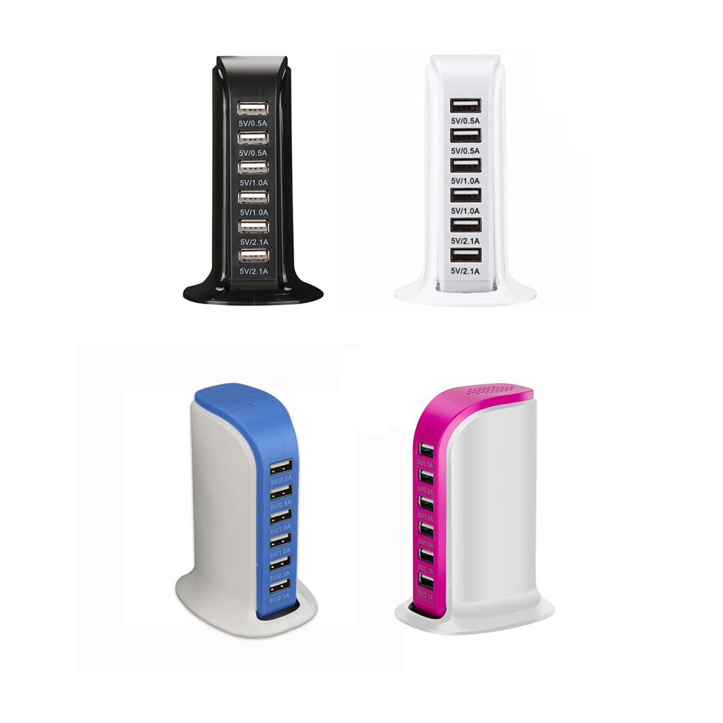 Cargador USB Multi de 6 puertos de 30 W, estación de carga rápida 6A, Conector de viaje de escritorio para teléfono móvil, enchufe de extensión, Platooninsert