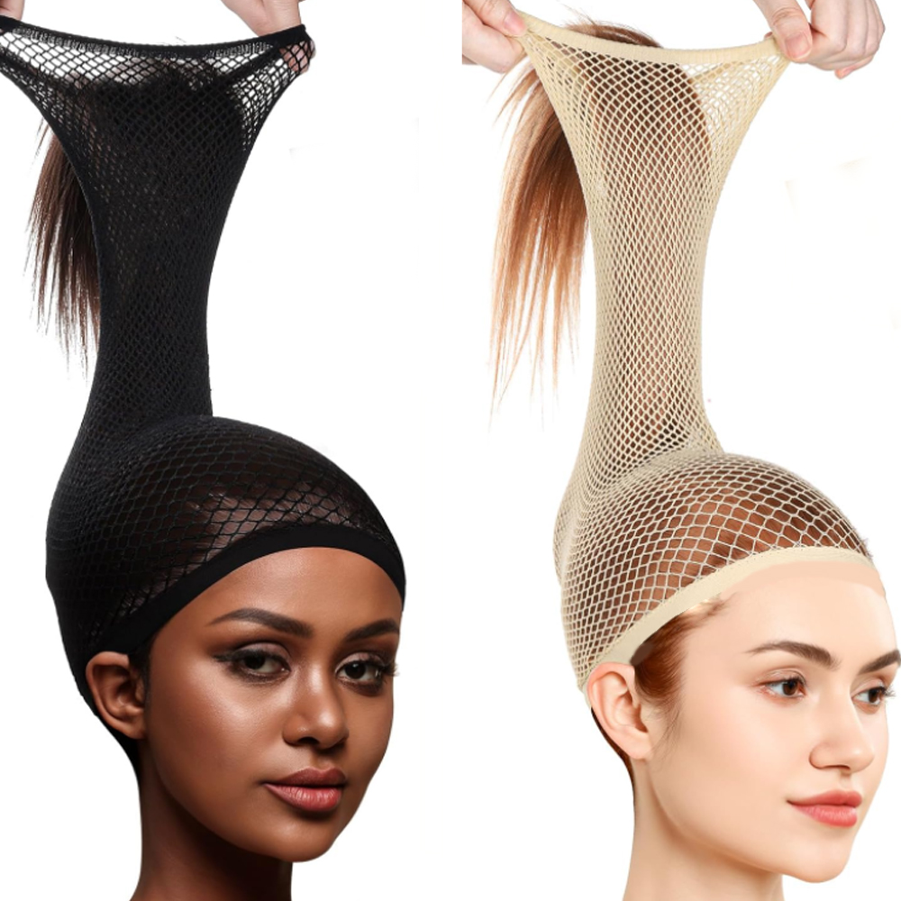 Black Skin Wig Cap, Hair Net for Wigs,Wig Caps for Women, Large Mesh Wig Cap for Long Hair,Nylon Wig Net Non Slip for Daily use: Not Dyed