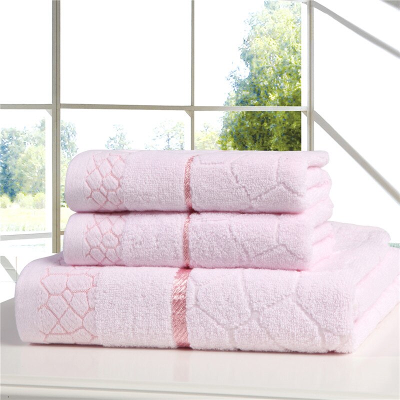 Handdoeken 3 Stuk Bad Handdoeken Sneldrogende Machine Wasbaar 100% Katoen Set Badkamer Lichtgewicht Zachte 28 "X 55": Pink / 3-Piece Towel Set