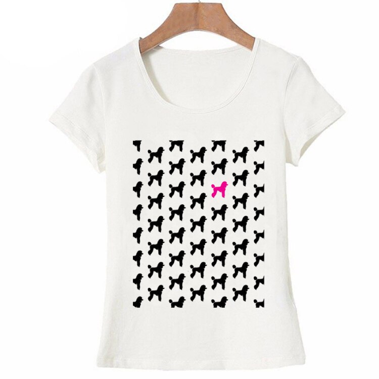 Summer Women T-shirt Colorful Poodle Dog Watercolor T-Shirt Dabbing Poodle Funny maiden Tops Tees Cute Girl Short Sleeve: L / Z3394