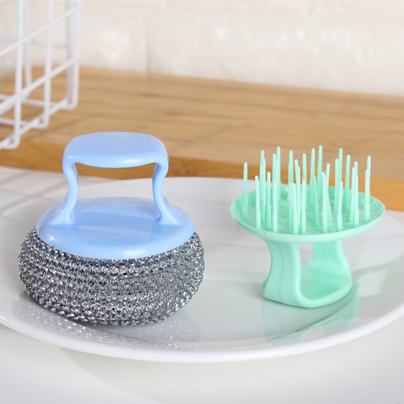 Brosse de nettoyage magique forte en acier inoxydable, bol de vaisselle, éponge de lavage, casserole de cuisine, outils de nettoyage de vitres, brosse de nettoyage de cuisine