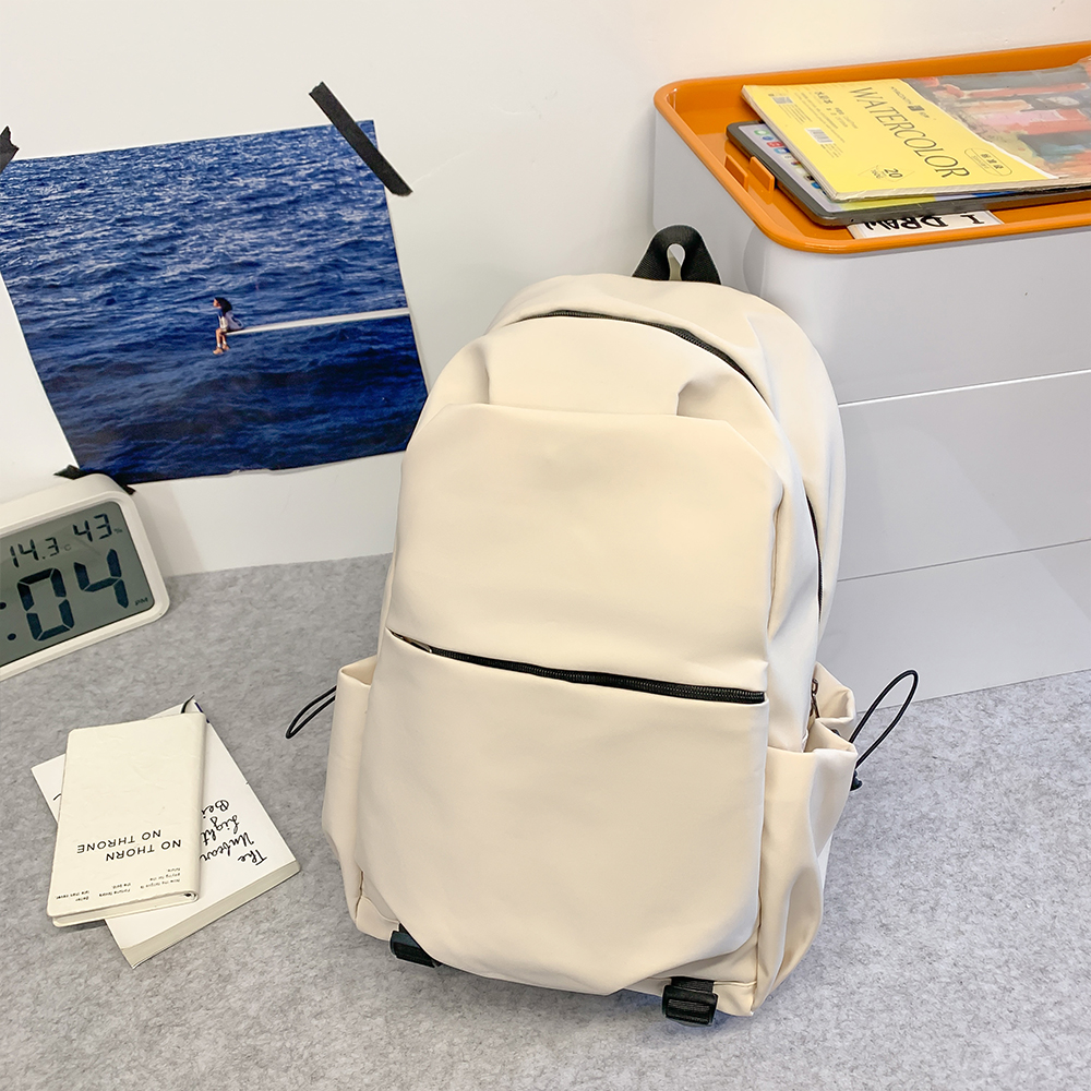 Mochila, bolsa de computador feminina, mochila masculina de viagem de grande capacidade, mochila de estudante do ensino médio: Bege