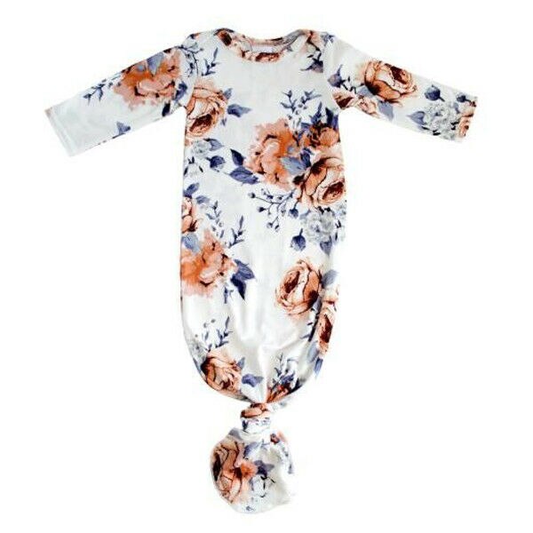 Newborn Infant Baby Girl Floral Sleepwear Robe Gown Cotton Clothes 0-24M Baby Costume