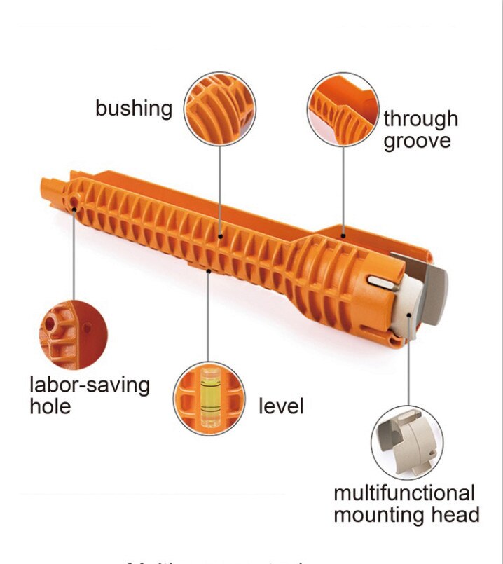 68# Multifunctional Faucet and Sink Installer Wrench Anti-Slip Handle Tool Universal Plumbing Spanner Hand Plumbers Repair Tool