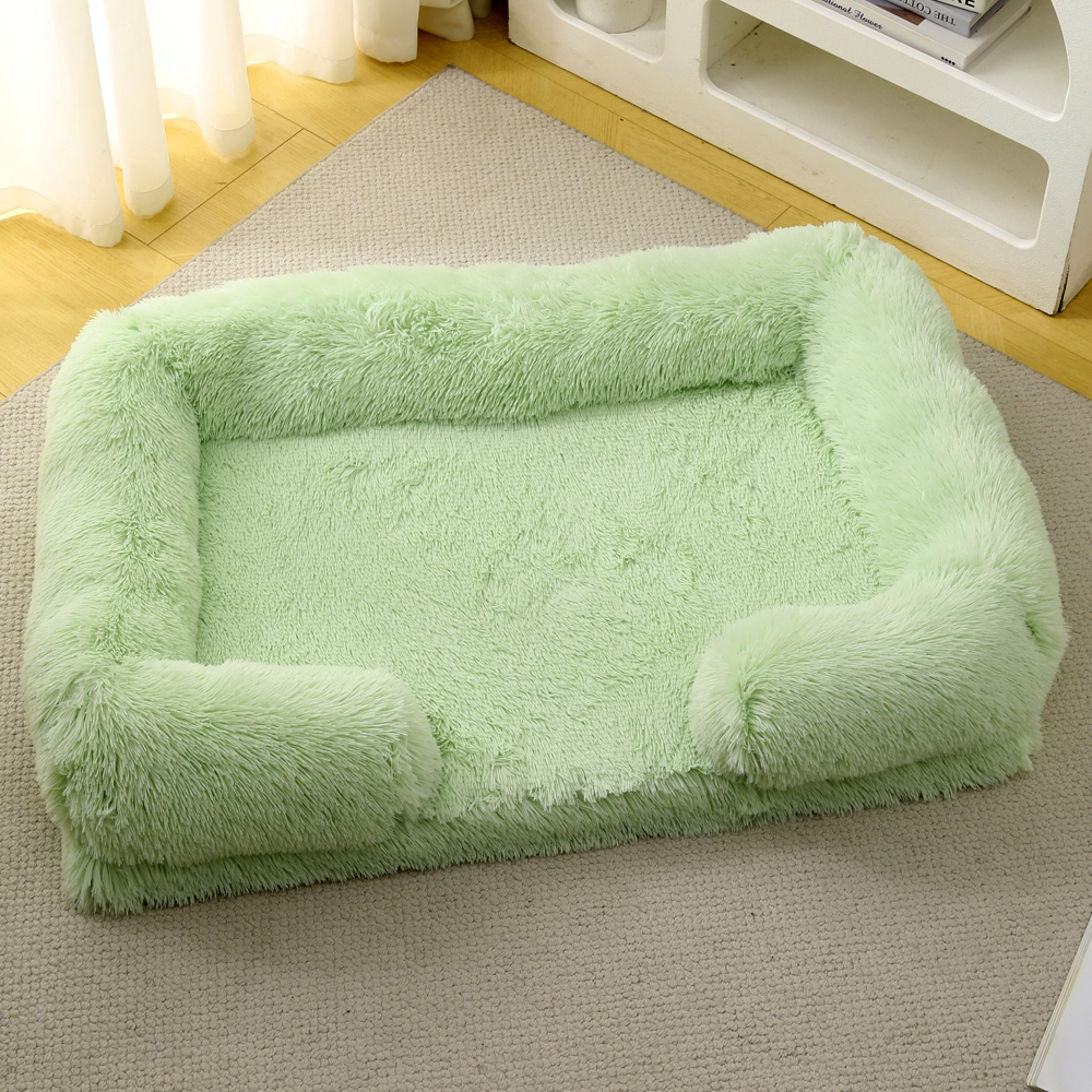 Winter Thickened Washable Removable Plush Fluffy Pet Bed for Large Medium Dogs Cats, Rectangular & Square Dog Bed Mat Cushion