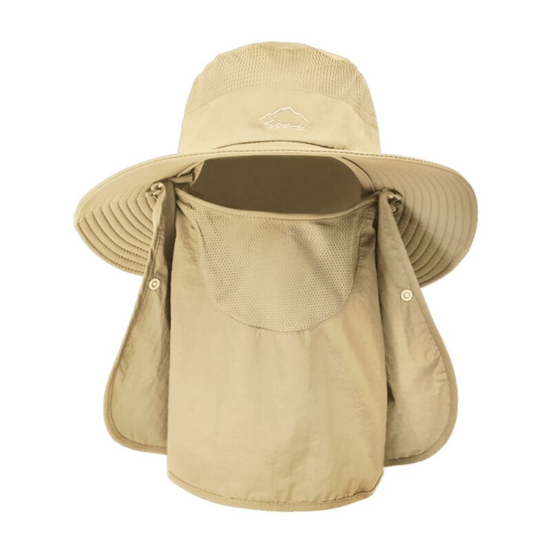 Summer Quick-drying Boonie Men Women Hat Outdoor Face Mask Wide Brim Bucket Hat Sun Protection Cap: K