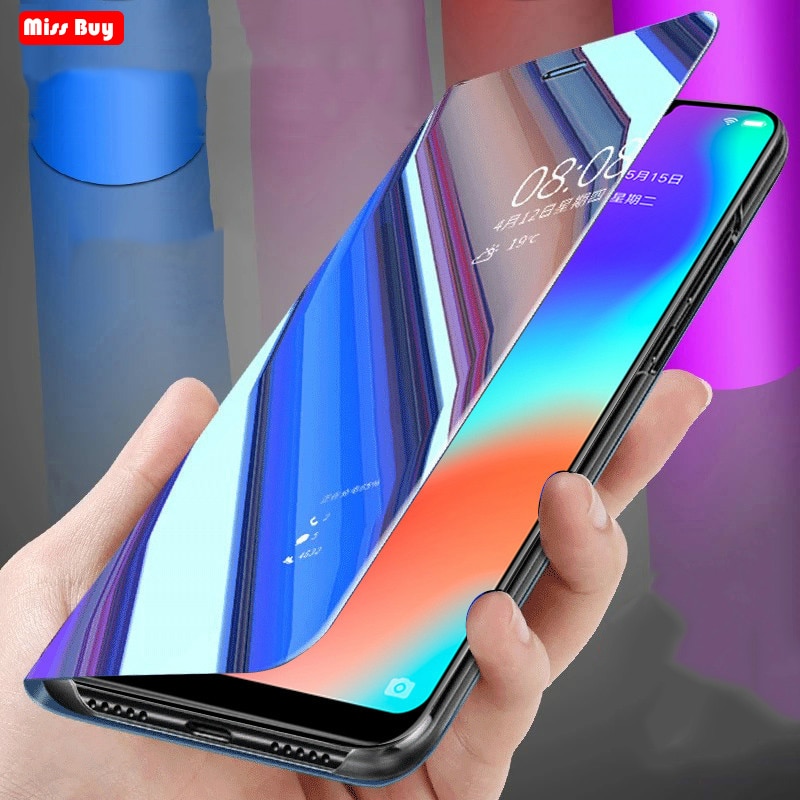Voor huawei  y9a hoesje 6.63 inch luxe spiegel slimme leren flipcover voor huawei  y9a y9 a hoesje standaard beschermende shell fundas