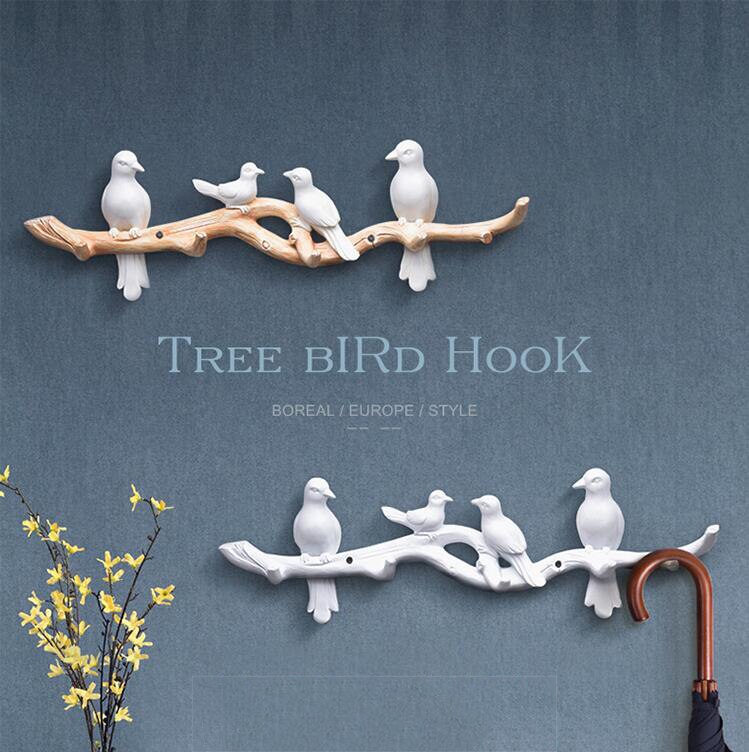 Scandinavische wandhanger, kledingrek van kunsthars, vogelhaak, knutseldecoratie, sleutelhanger, veranda-muurhaak , 3d stereo-muurstickers, muurschilderingen