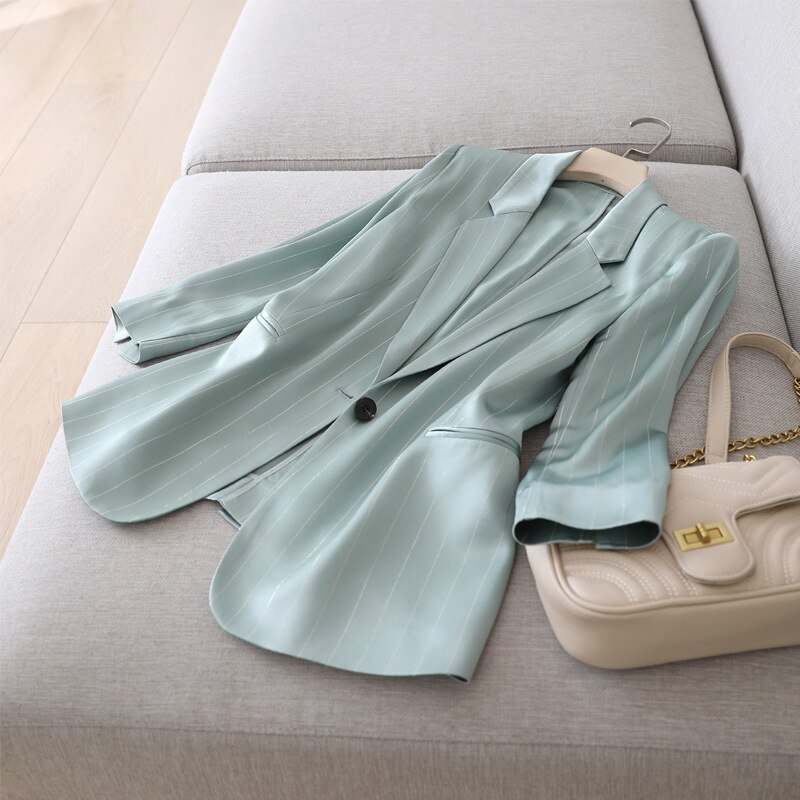 LMCAVASUN Japan gloss triacetate satin Small suit jacket Women's slim suit