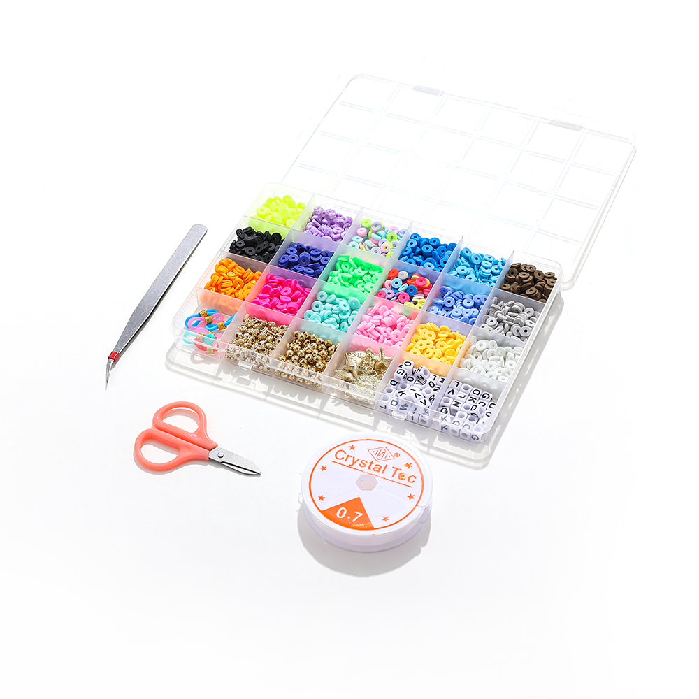 7MM Mehrfarbig Flache Runde Polymer Ton Abstandshalter Perlen Acryl Quadrat knapp Perlen Kasten für Schmuck Machen Brecelet Gläser Kette: Default Title