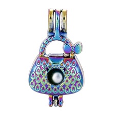 5 pcs Rainbow Kleur Meisje Zak Parel Kralen Kooi Essentiële Olie Diffuser Bohemian Medaillon Hanger DIY Sieraden Maken voor Oyster parel