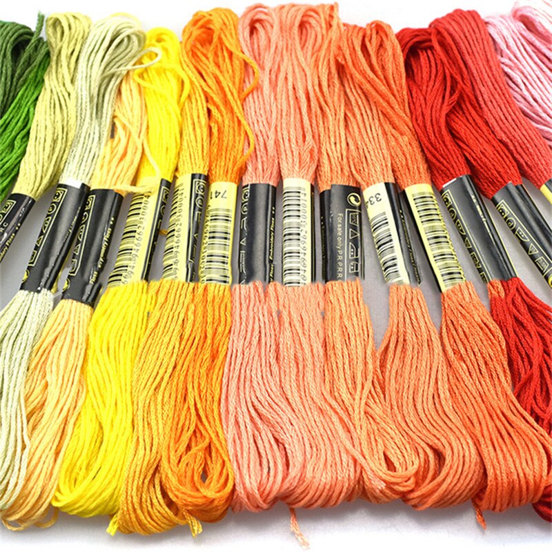 50 pcs Random Color embroidery DIY Silk Line Branch Threads Similar Dmc Thread Floss Skein Cross Stitch Thread
