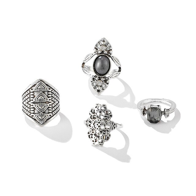 Tocona eenvoudige geometrische sterren maan zilverkleurige ringen voor vrouwen punk boho gezamenlijke vinger ringen set sieraden accessoires