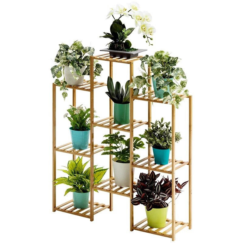 Woonkamer Partitie Bloem Plank Balkon Multilayer Vloer Combinatie Indoor Succulent Groene Dille Plant Massief Houten Bamboe Rek