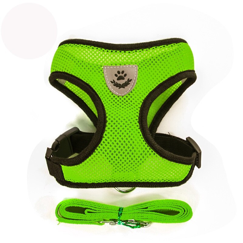 Zwierzęta domowe są zestaw uprząż i smycz kot i pies Walking miękkie Mesh oddychające regulowany gorset dla smycz dla szczeniaka pas piersiowy artykuły dla zwierząt: green / L