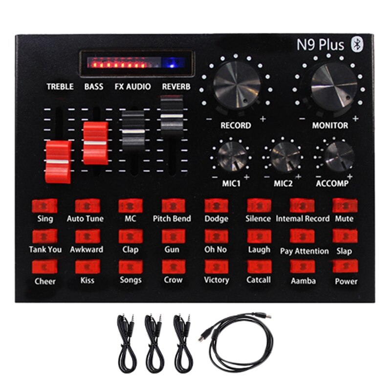 N9 external sound cards usb audio karaoke studio recording professional for gaming live phone computer: Default Title