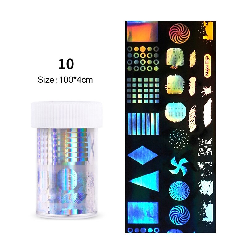 4*100Cm/rouleau holographique ongles Film flamme papillon Smiley Graffiti Nail Art transfert autocollant eau toboggan Nail Art décalque bricolage: 10