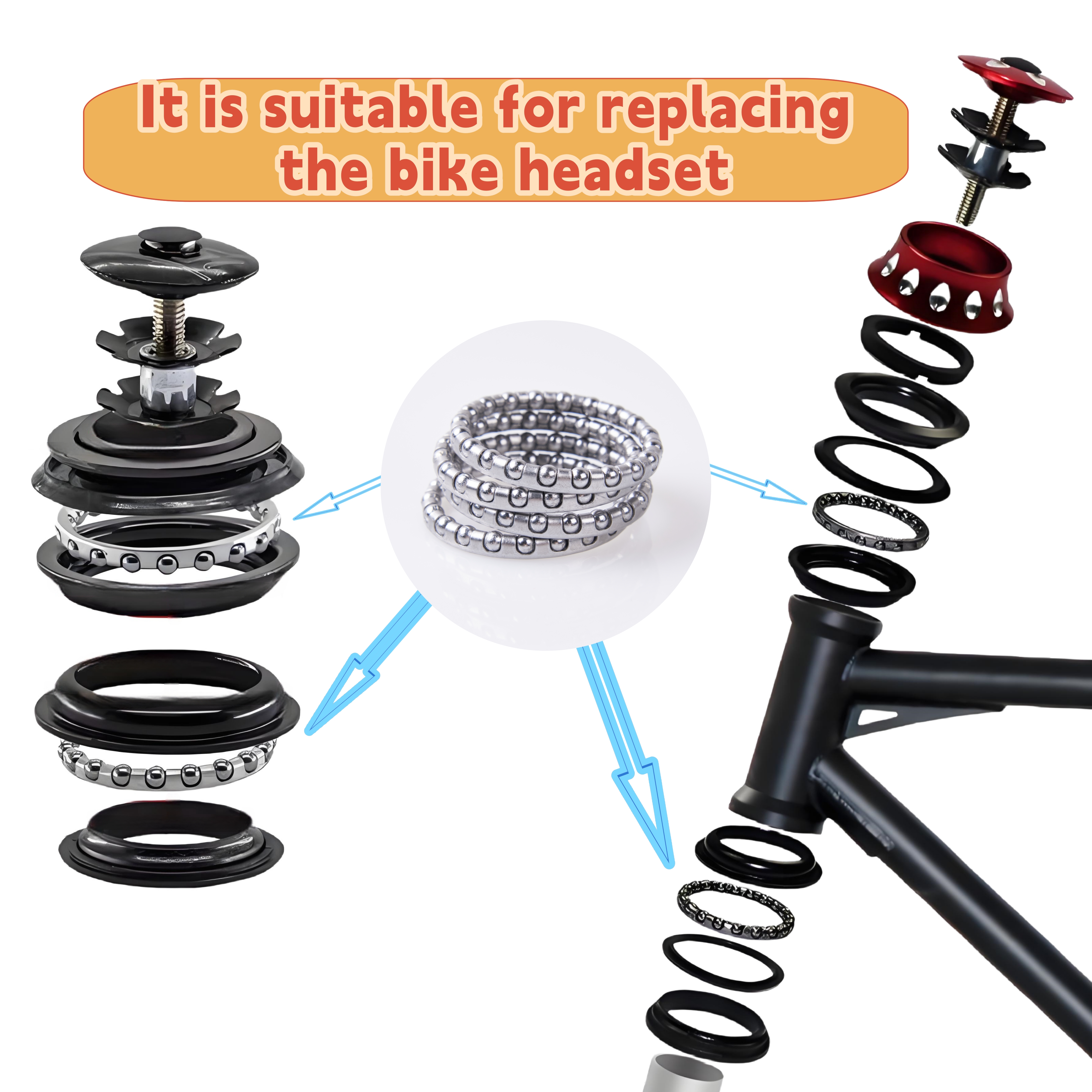 Rodamientos para auriculares de bicicleta para dirección suave, 5/32" x 20 bolas, piezas de reparación de bicicletas, rodamientos de bolas de bicicleta para bicicletas de montaña