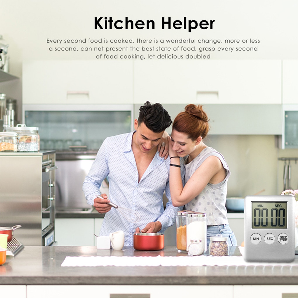 Kitchen Digital Timer Cooking Studying Count-down Clock LCD Screen Display Alarm Kitchen Gadget