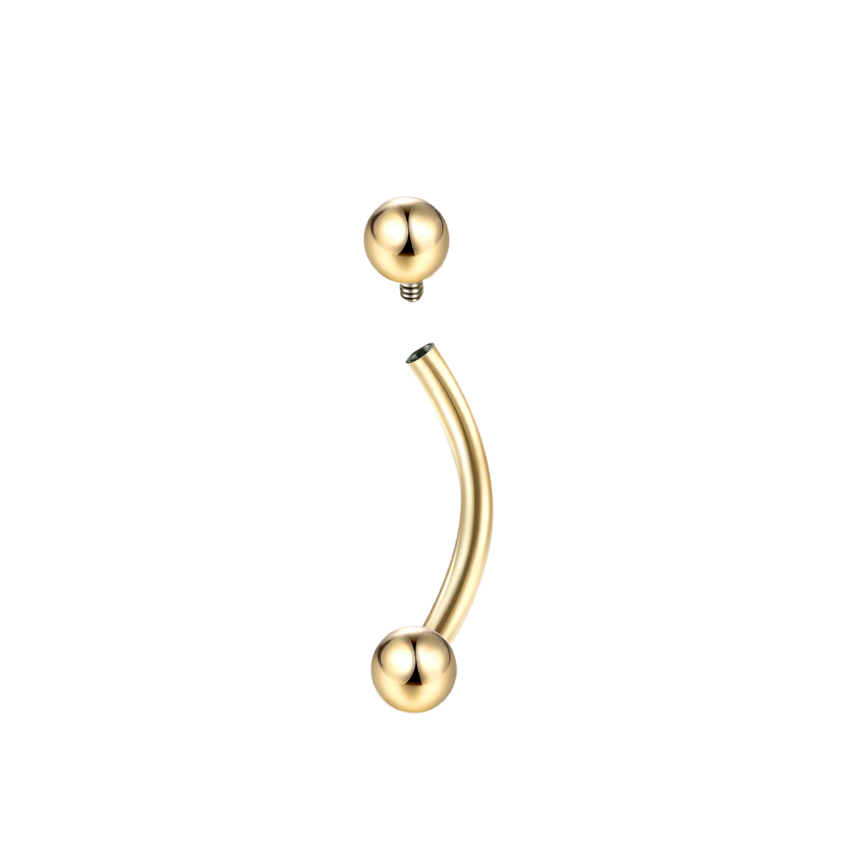 Piercings de cejas de titanio, joyería curvada de plátano con rosca interna, pendiente para ombligo, labio, lengua, 14G, 16G, 1 ud.: Rojo / PLATEADO