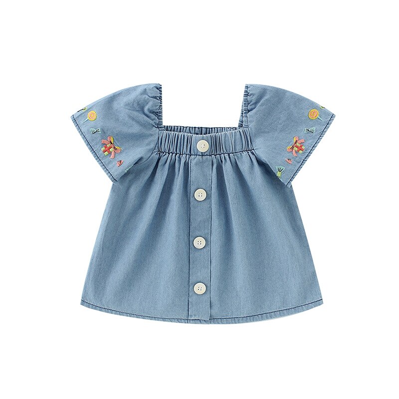 0-3 jahre Kleinkind Mädchen oben Denim Bluse Baby Mädchen Kleidung