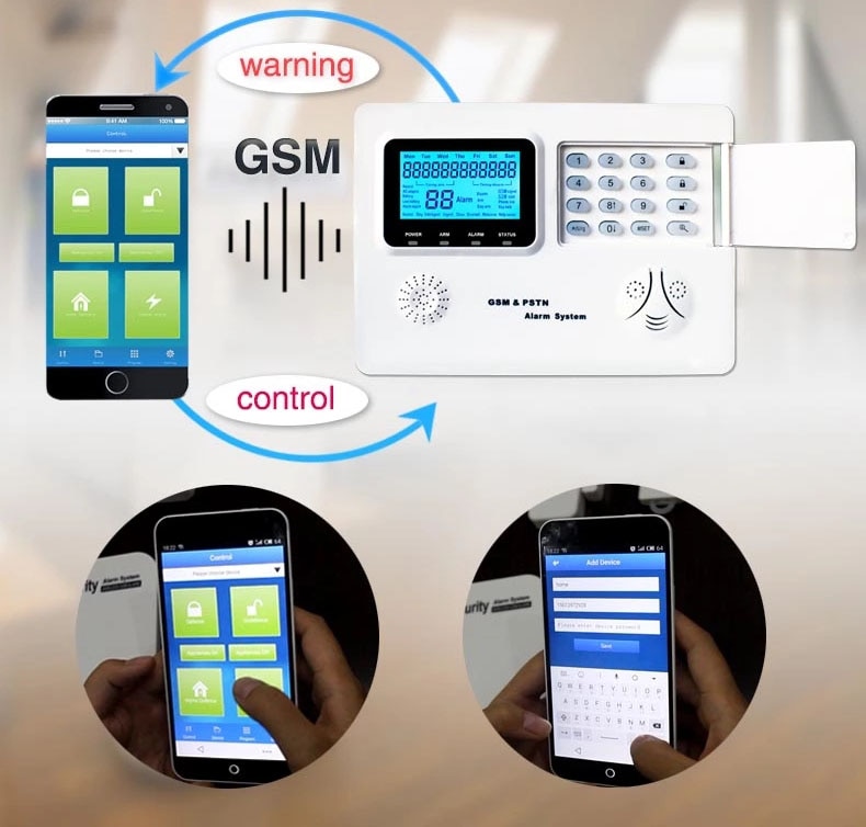 Sgooway LCD de sistema de alarma gsm sms pstn inalámbrico de seguridad para el hogar con control IOS y Android