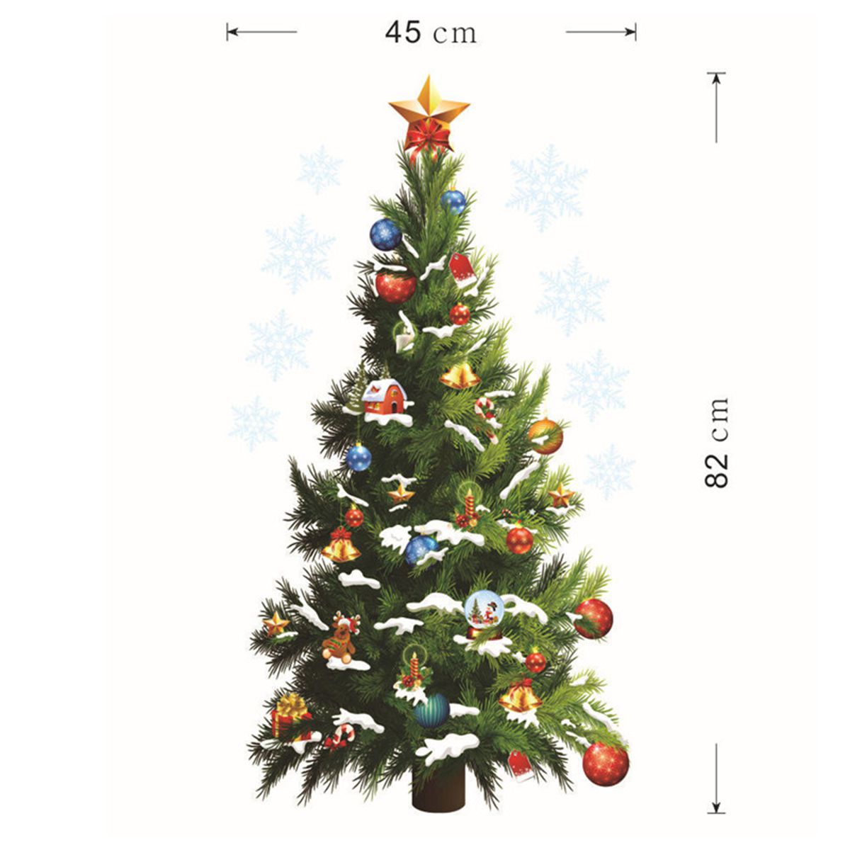 Large Green Christmas Tree Wall Decoration Sticker Stars Water-Proof Removable Room Window Decor Poster 50 x 70cm
