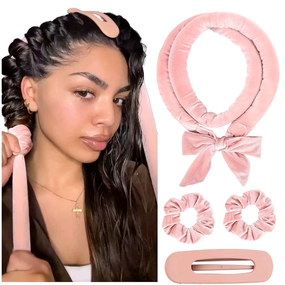 Diadema con varilla rizadora sin calor, rizador de pelo suave sin cabeza, rulos para el cabello, rizos para dormir perezosos, diadema rizadora, herramientas de estilismo