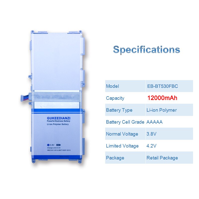 12000mAh Neue Tablette Batterie Für Samsung Galaxis Tab 4 10,1 SM-T530 SM-T531 SM-T533 SM-T535 SM-T537 P5220 EB-BT530FBC EB-BT530FBE: batterie nur