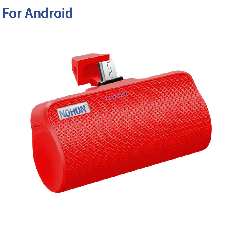 NOHON-Banco de energía para iPhone, Xiaomi, Samsung y Huawei, interfaz Micro tipo C de Apple, cargador de batería externo portátil de 3000mAh: Red For Micro