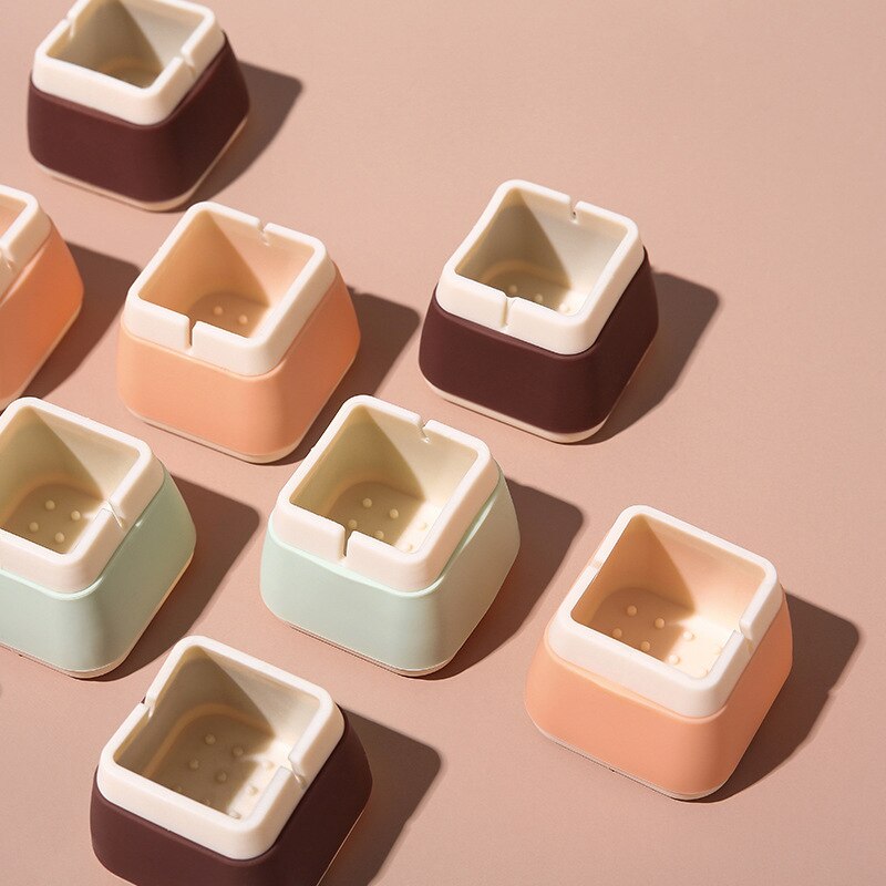 4PCS/SET Silicone Non-slip Table Chair Leg Caps Square/Round Shape Furniture Floor Feet Cover Protector Pads