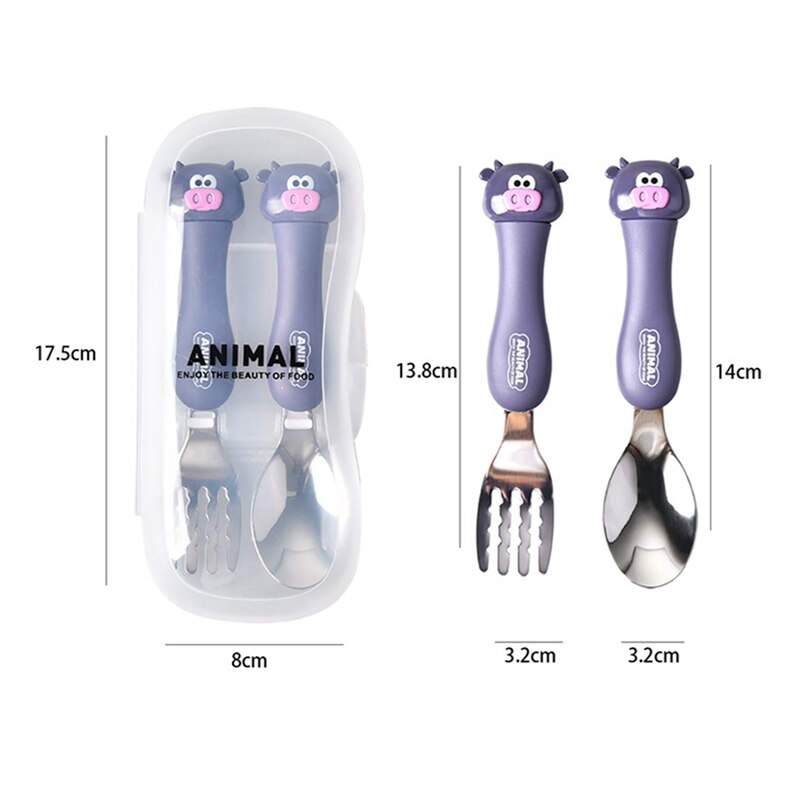 Tableware Cartoon Kids Spoon and Fork Set Stainless Steel Dessert Spoon Fork Baby Gadgets Feed Kid Children's Cutlery