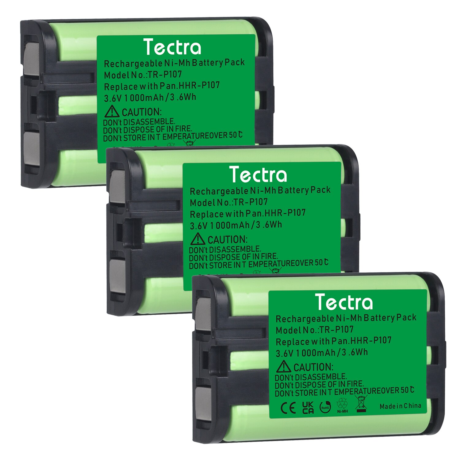 Akku für panasonic hhr --p107 schnurlostelefone (pqsuggla- 1za , hhr --p107a , kx --tg6071 kx-tg6074 kx-, tga- 351 kx- , tga -600 mobilteile): 3 batterien