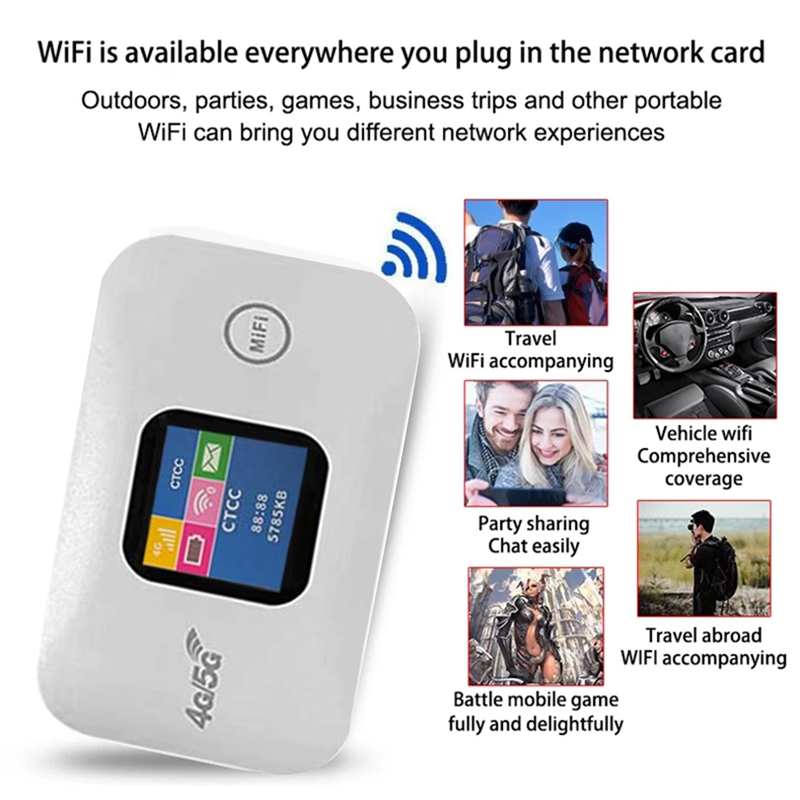 Kannettava 4g wifi-reititin mifi 150 mbps automobiili wifi langaton hotspot värinäyttö sim-korttipaikalla tukee 10 käyttäjää