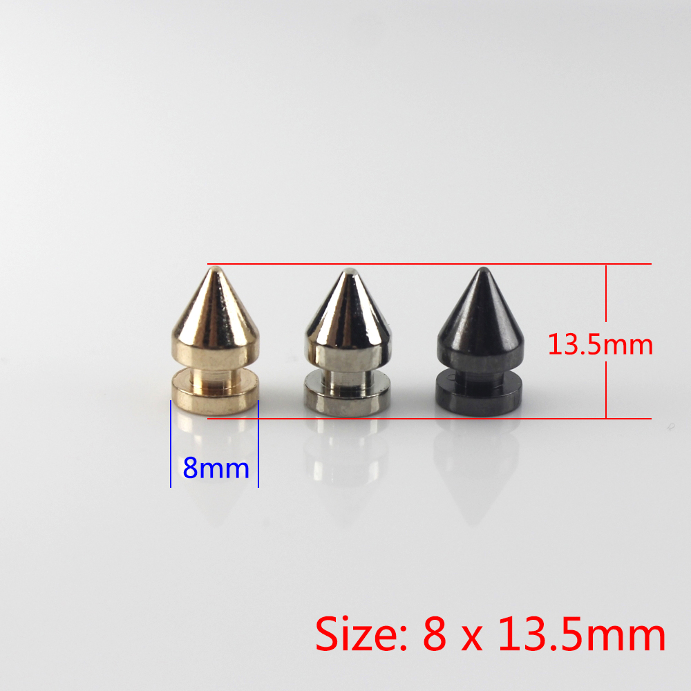 10 stücke Solide Metall Screwback Kegel Nieten Kugel Spikes Punk Nieten für Leder Handwerk Tasche Garmet Schuhe Dekor Haustier Kragen Anti-biss