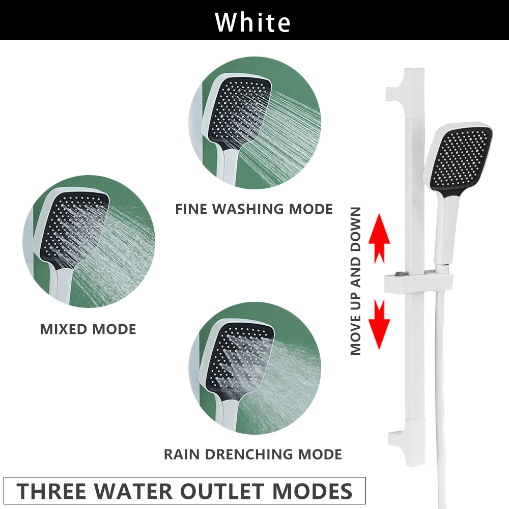 Wall Mounted Adjustable Slide Shower Bar Bathroom Shower Riser Sliding Bar Set with Hose and Shower Black Gold Minimalist Style: Brown