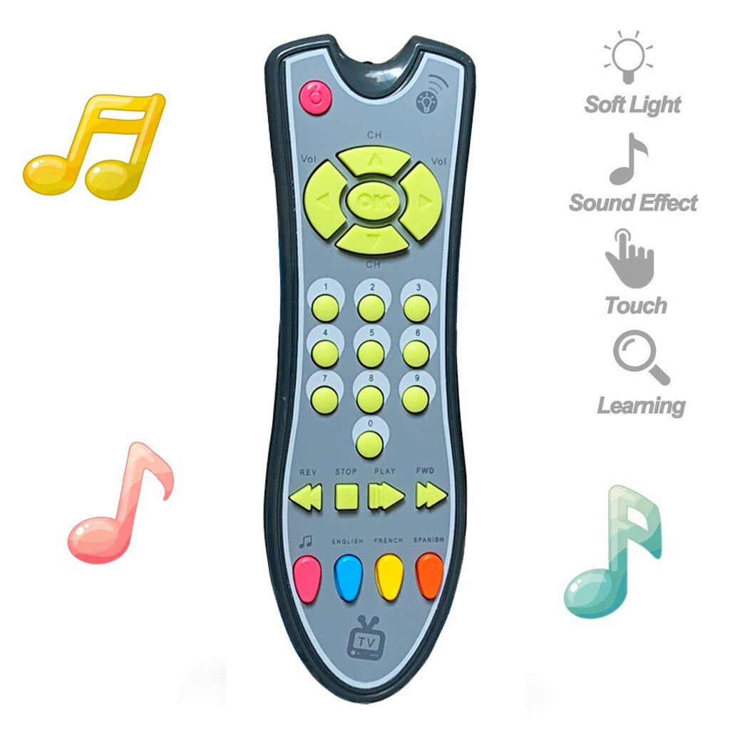 Børn musikalsk tv fjernbetjening legetøj med lys og lyd tidlig uddannelse læring #c: Grå
