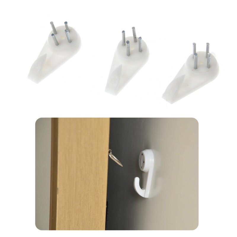50 Pcs Plastic Invisible Traceless Wall Mount Photo Picture Frame Nail Hook Hanger R9UC